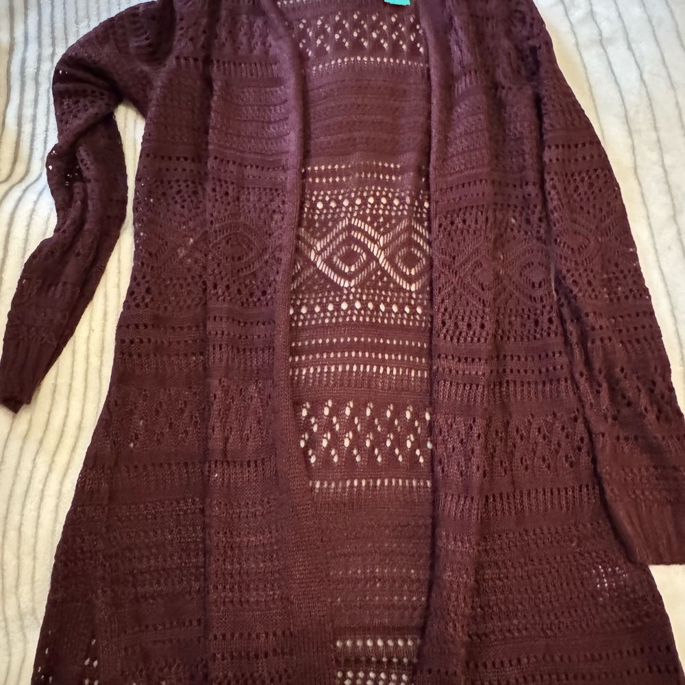Women's Brown Open-Knit Sweater